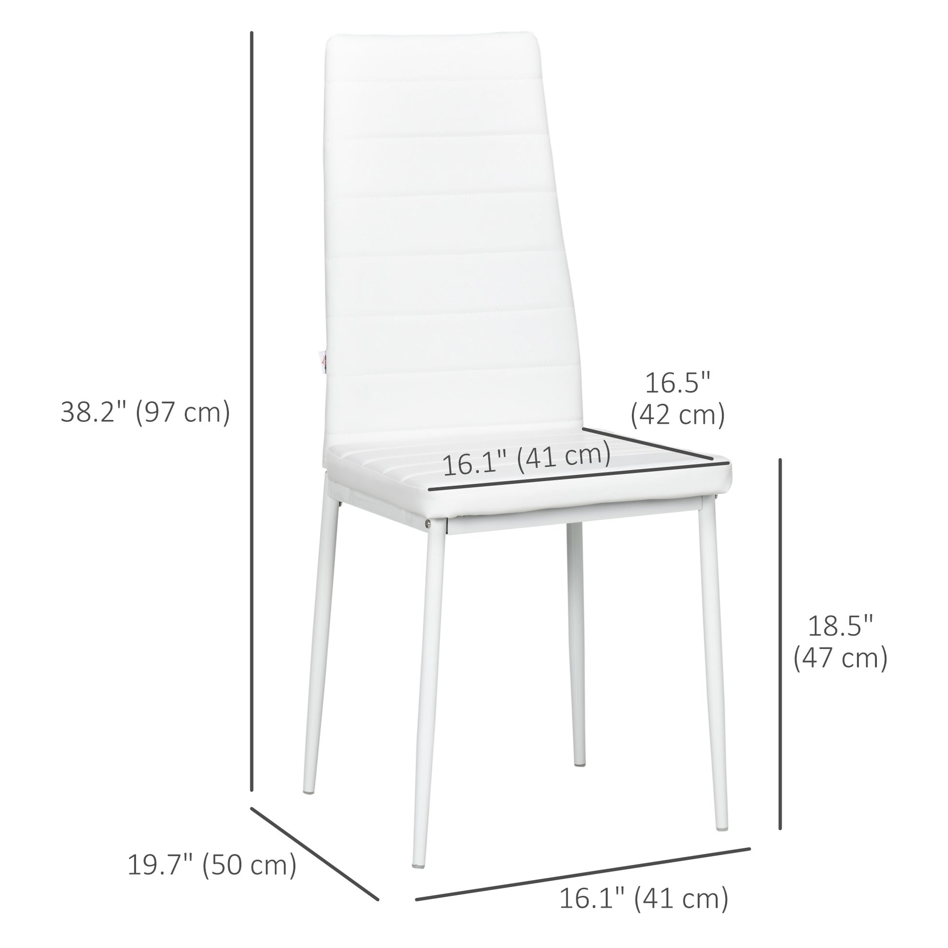 Modern Dining Chairs, Set of 4, High Back PU leather Upholstery and Metal Legs for the Living Room, Kitchen, Home Office, White