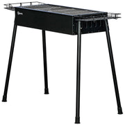 Portable BBQ Grill, Charcoal Grill with Side Seasoning Baskets, Hooks and Nets for Outdoor, Picnic, Camping, Black