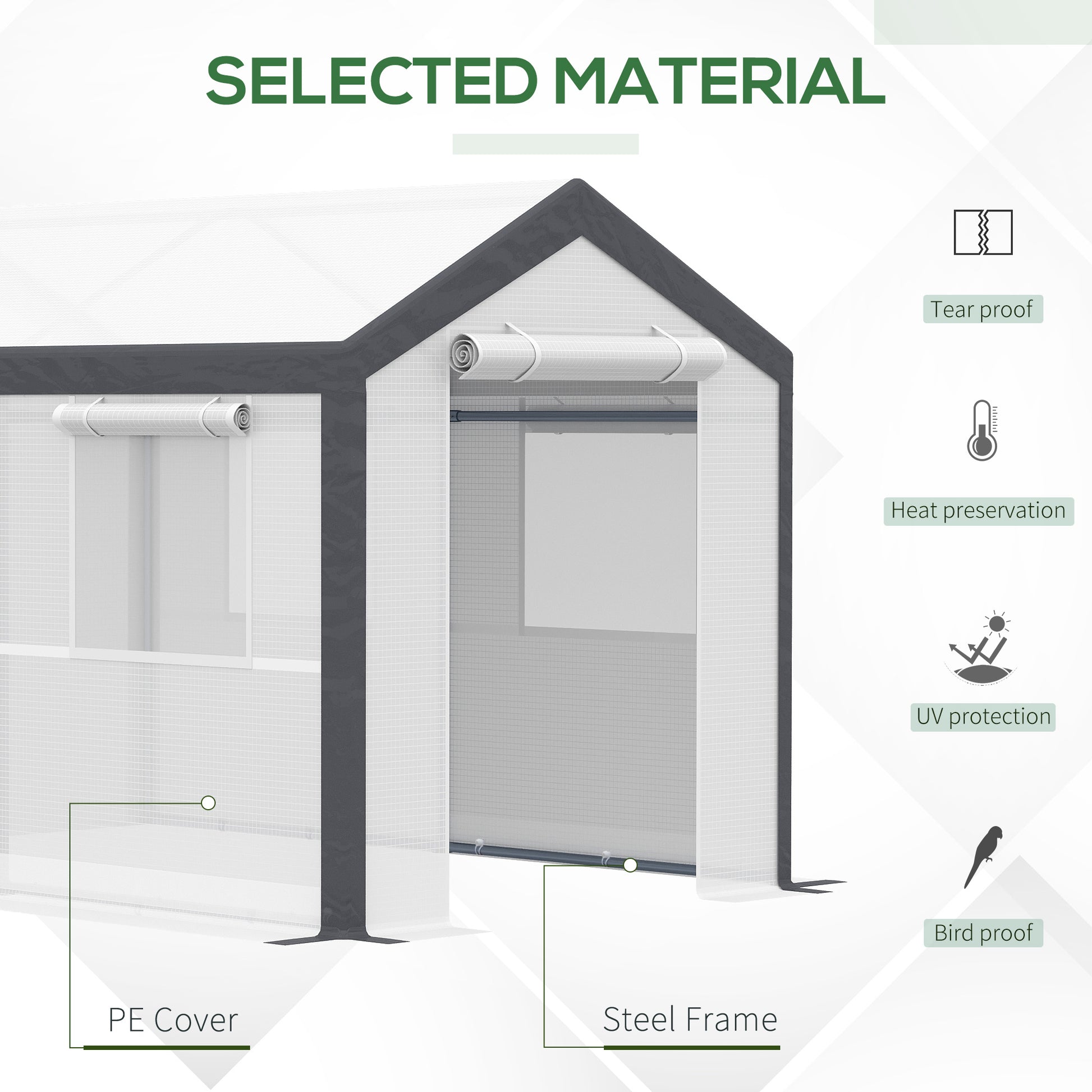 6.6' x 10' x 7' Heavy Duty Walk-In Greenhouse Vegetable Seed Growth Tent Outdoor Plant Growing Tunnel Warm House Flower Shed Backyard White