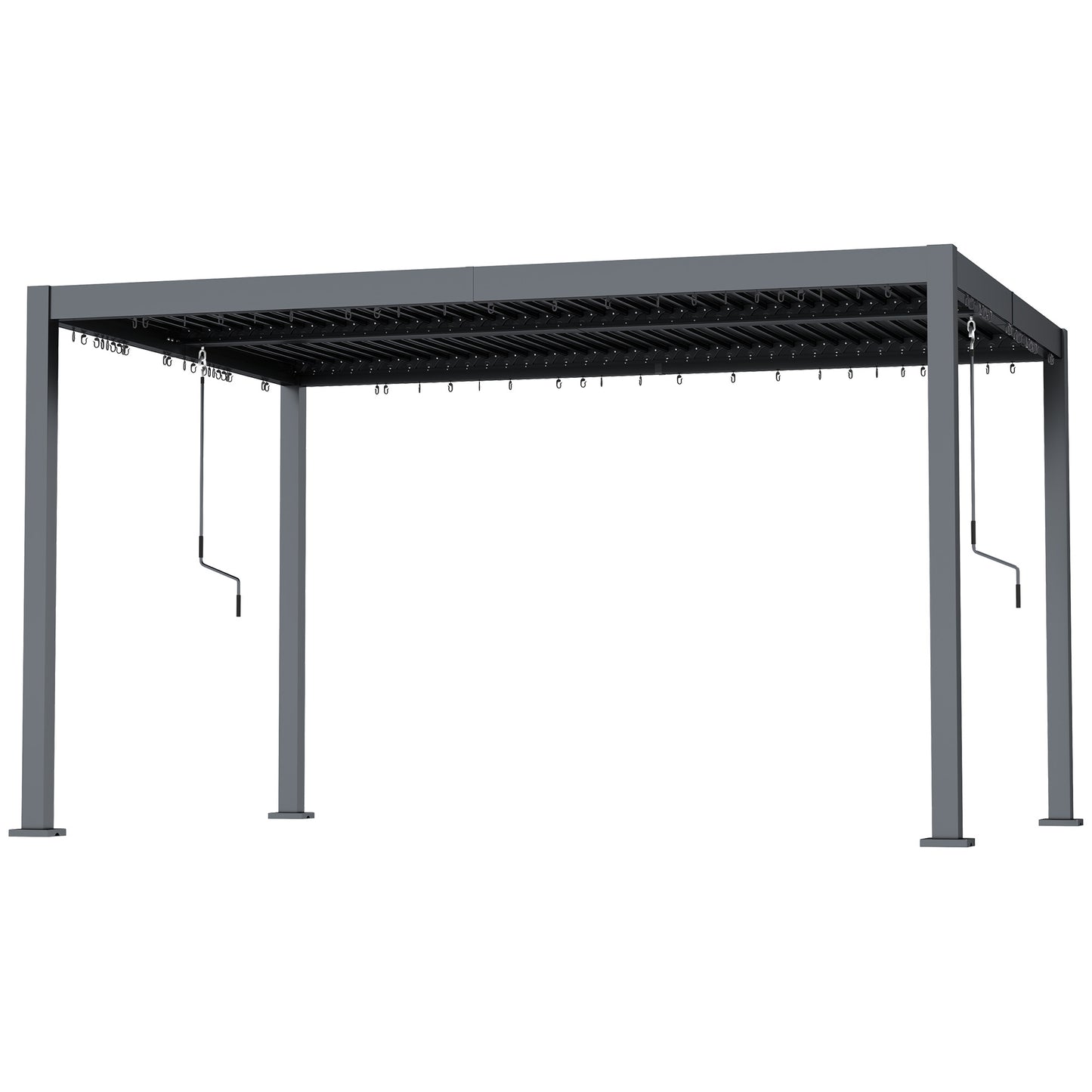 10' x 13' Louvered Pergola with Adjustable Metal Roof and Aluminum Frame, Outdoor Hardtop Gazebo with Drainage System