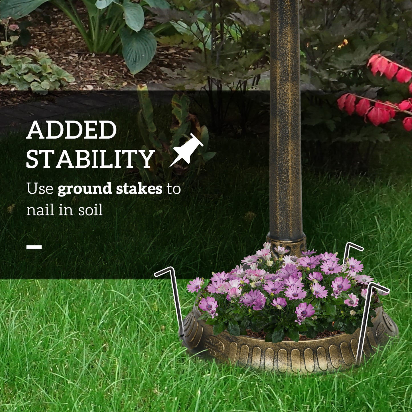 28" Bird Bath for Outdoors, Vintage Birdbath with Bird Decoration and Flower Planter Base, Bronze