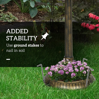 28" Bird Bath for Outdoors, Vintage Birdbath with Bird Decoration and Flower Planter Base, Bronze