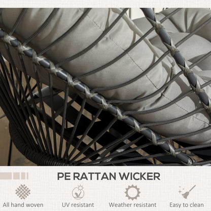 Hanging Egg Chair with Stand, Foldable Wicker Rattan Swing Chair with Thick Cushion, Light Grey
