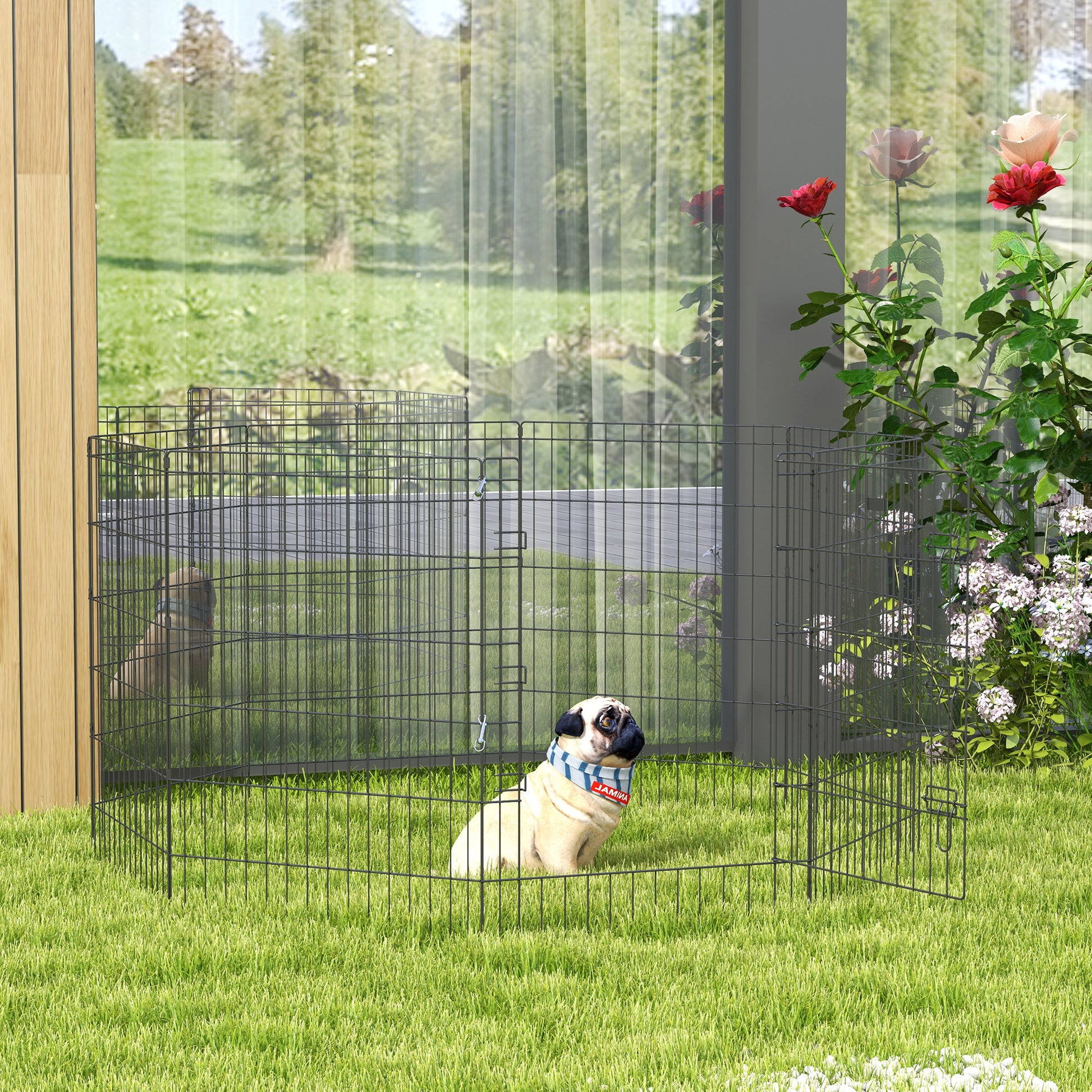 36inch Foldable Metal Exercise Pet Playpen Yard Dog Puppy Kennel Cage 8 Panel
