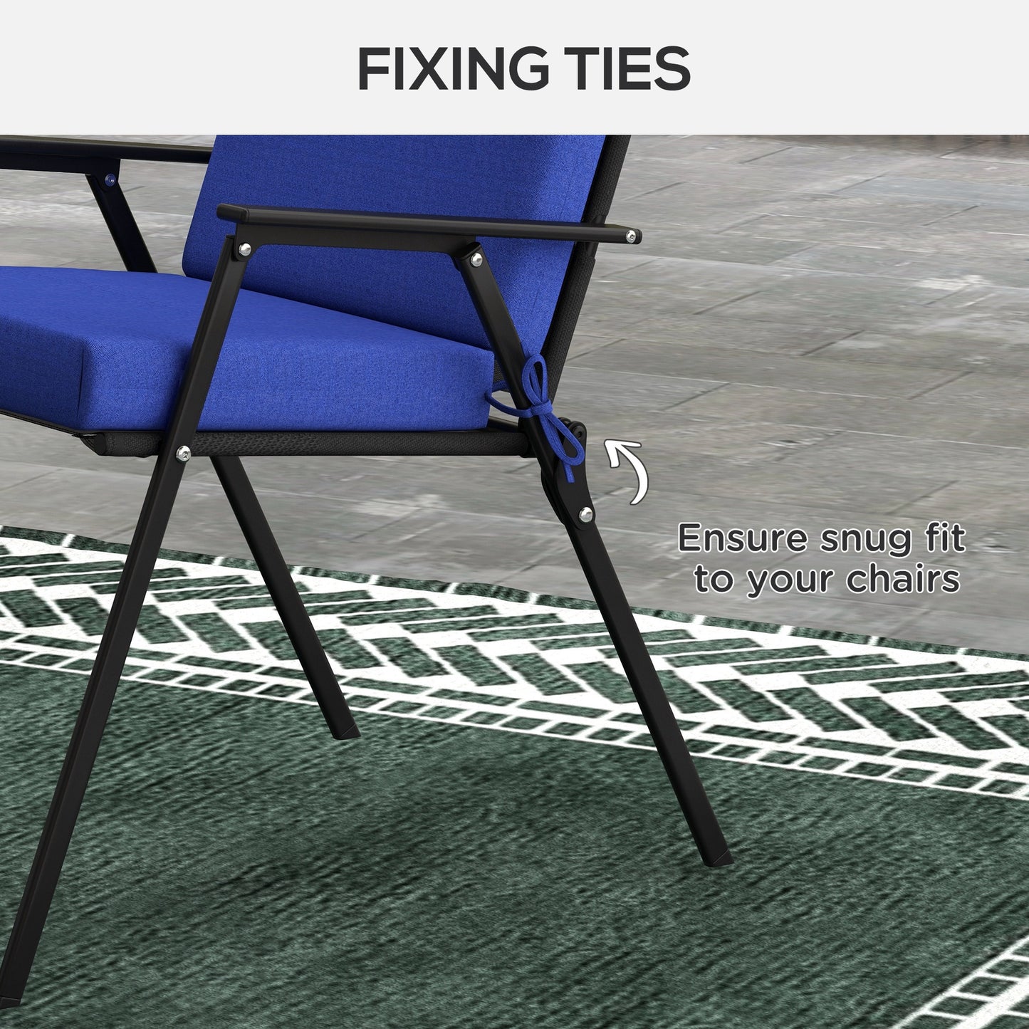 Outdoor Cushions Set of 2 for Dining Chairs, Outdoor Seat Cushions with Back, Fade-Resistant Yarn-Dyed Polyester, Navy