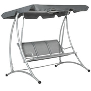 3 Person Patio Swing Seats with Adjustable Canopy Outdoor Swing Chair Bench for Garden, Poolside, Dark Grey