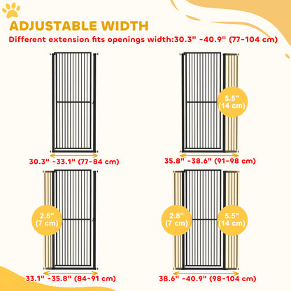 59" Extra Tall Cat Gate, 30"-41" Pet Gate with 2.8" and 5.5" Extensions, for Doorway, Hallway, Stairway, Black