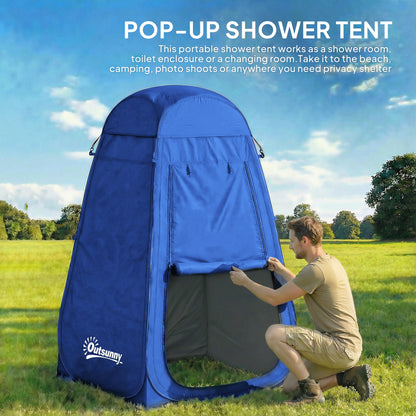Pop Up Shower Tent, Portable Privacy Room for Outdoor Changing, Dressing, Fishing Storage with Carrying Bag, Blue