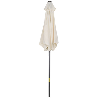 6.6FT Patio Umbrella, Outdoor Parasol with 6 Solid Ribs, Cream White
