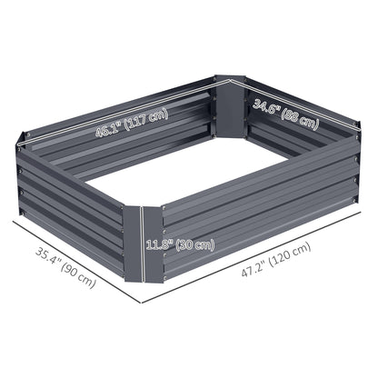 Galvanized Raised Garden Bed, 4' x 3' x 1' Outdoor Metal Planter Box, Raised Bed for Growing Flowers Herbs, Dark Grey