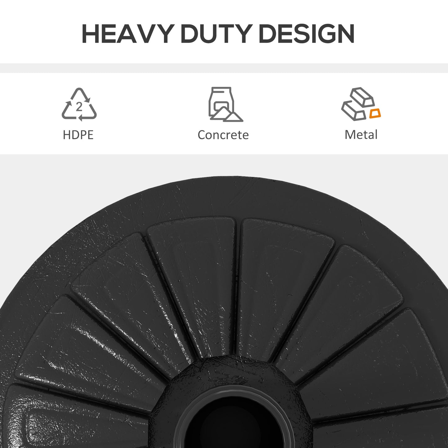 Umbrella Base, Heavy Duty Concrete Base Holder with Steel Pole, Round Parasol Stand for Patio, Outdoor, Backyard, Black