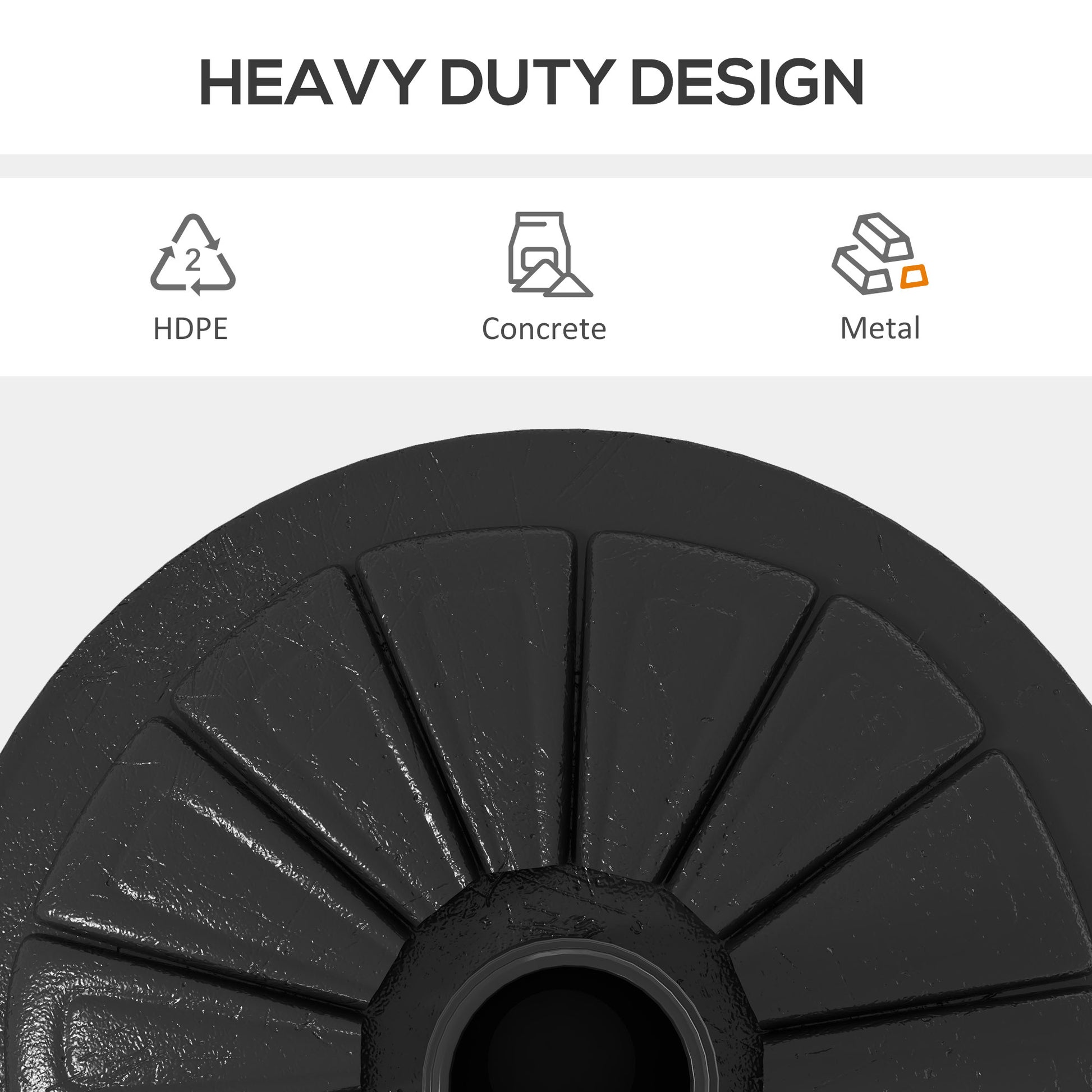 Umbrella Base, Heavy Duty Concrete Base Holder with Steel Pole, Round Parasol Stand for Patio, Outdoor, Backyard, Black