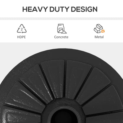 Umbrella Base, Heavy Duty Concrete Base Holder with Steel Pole, Round Parasol Stand for Patio, Outdoor, Backyard, Black