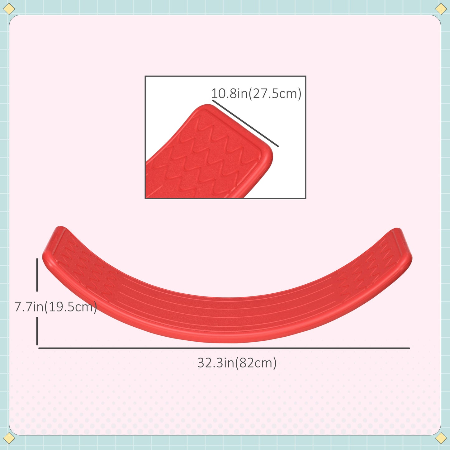 Qaba 32.3" Balance Board, Wobble Board Kids Curvy Rocker Board, Ended Preschool Learning Montessori Waldorf Toy, Red