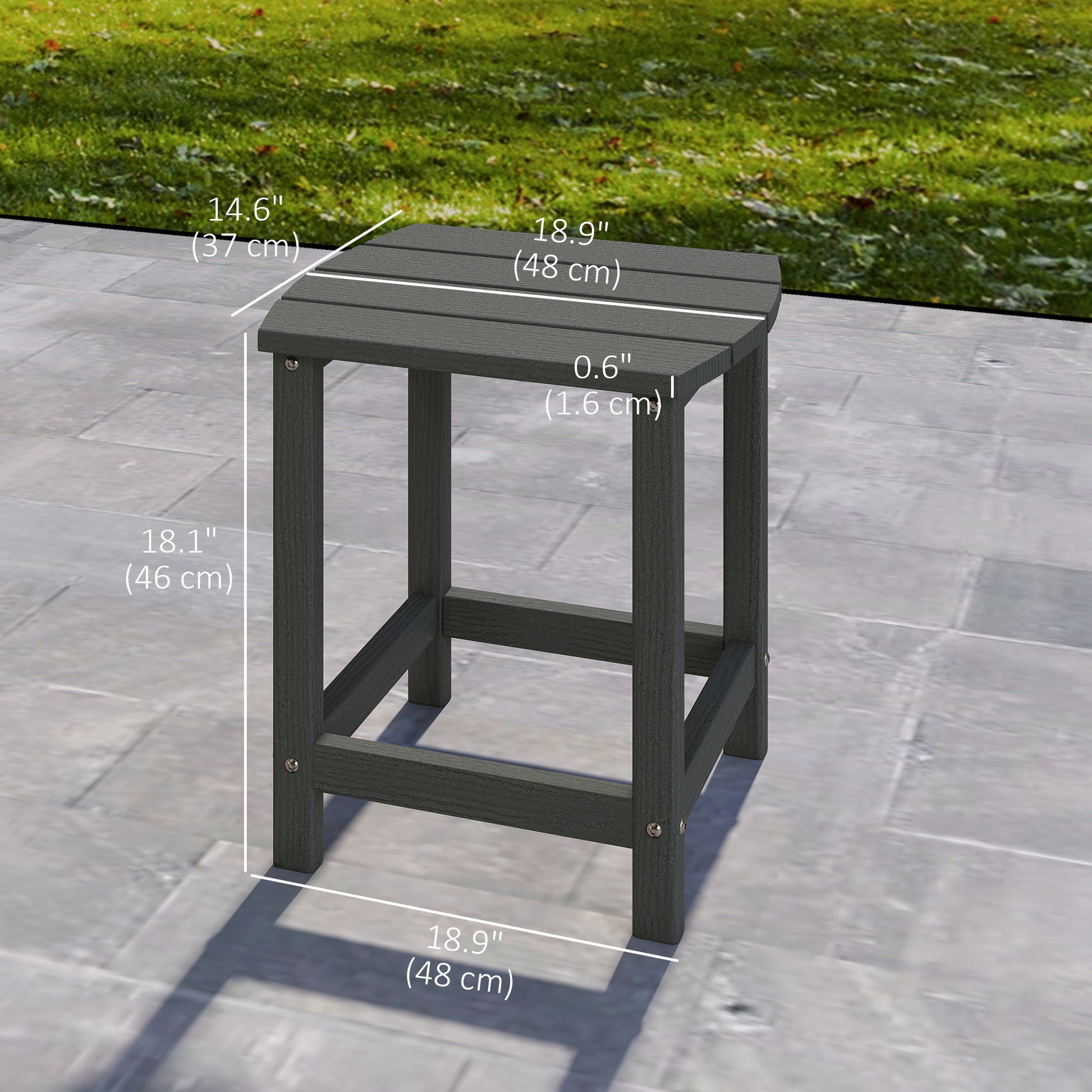 Outdoor Side Table, Adirondack Patio End Table for Garden, Pool, Backyard, Lawn, Beach, Indoor and Outdoor, Grey