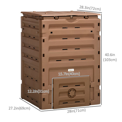 Compost Bin, Garden Composter with 80 Vents and 2 Sliding Doors, 120 Gallon (450L), Black