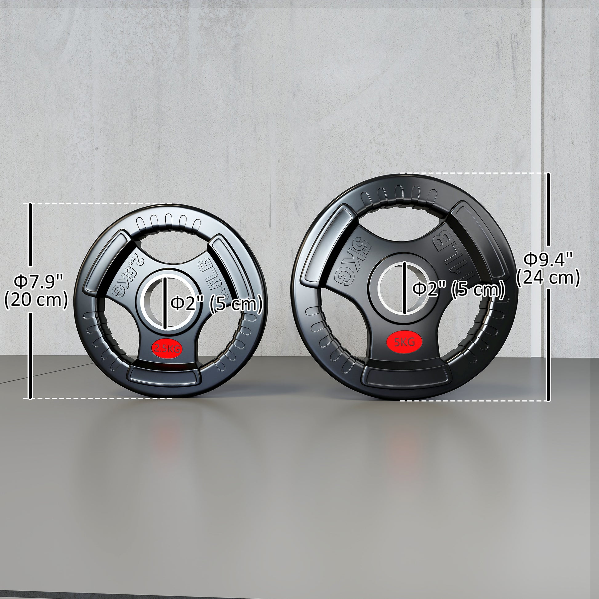 Soozier Weight Plates Set, 2-Inch Barbell Weights Set w/Tri-Grips for Weightlifting and Strength Training, 2 x 6lbs, 2 x 11lbs