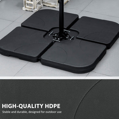 4 Piece Umbrella Base Stand w/ U Locking, 132 lb Capacity Water or 172 lb Capacity Sand, Black