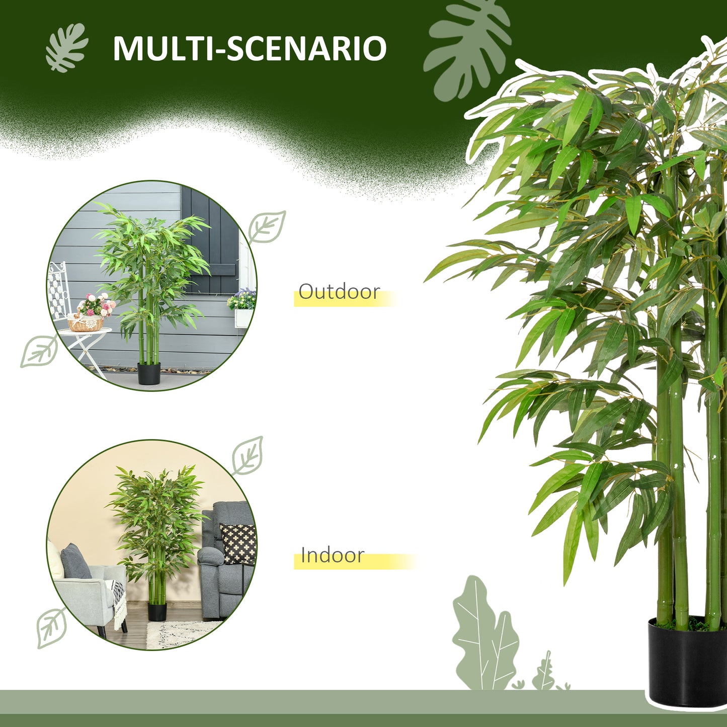 4.6FT Artificial Bamboo Tree Faux Decorative Plant in Nursery Pot for Indoor Décor