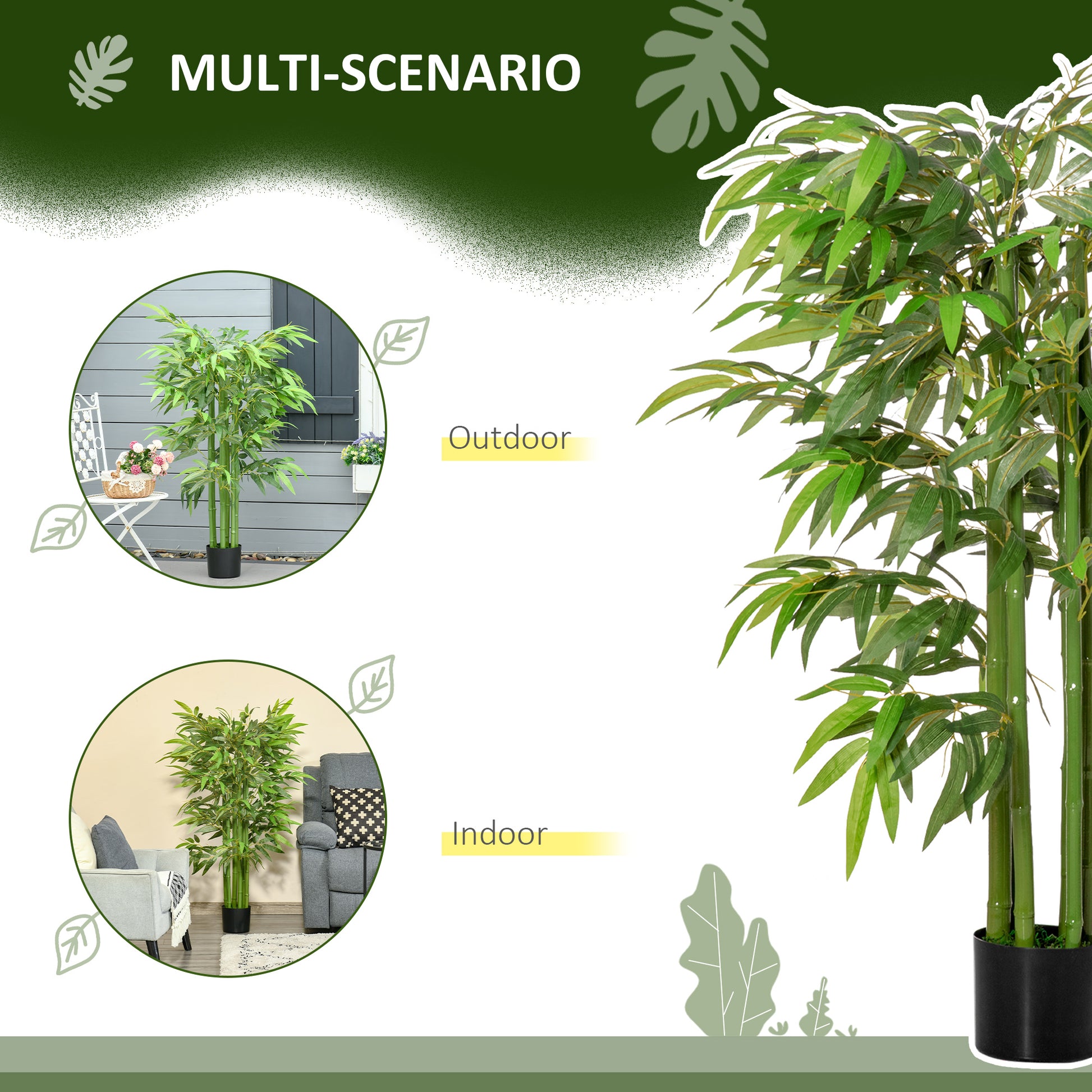 4.6FT Artificial Bamboo Tree Faux Decorative Plant in Nursery Pot for Indoor Décor