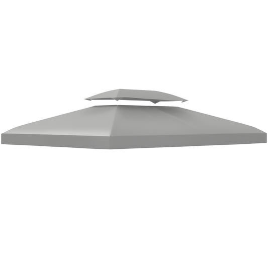 13' x 10' Gazebo Replacement Canopy 2 Tier Top UV Cover Pavilion Garden Patio Outdoor, Light Grey (TOP ONLY)