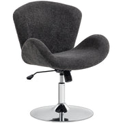 Swivel Office Chair, Velvet Desk Chair with Wide Bucket Seat, Butterfly Back, Tilt Function and Round Base, Dark Grey
