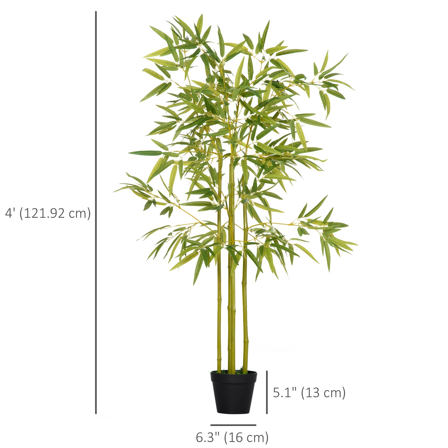 4FT Artificial Bamboo Tree Faux Decorative Plant in Nursery Pot for Indoor Décor