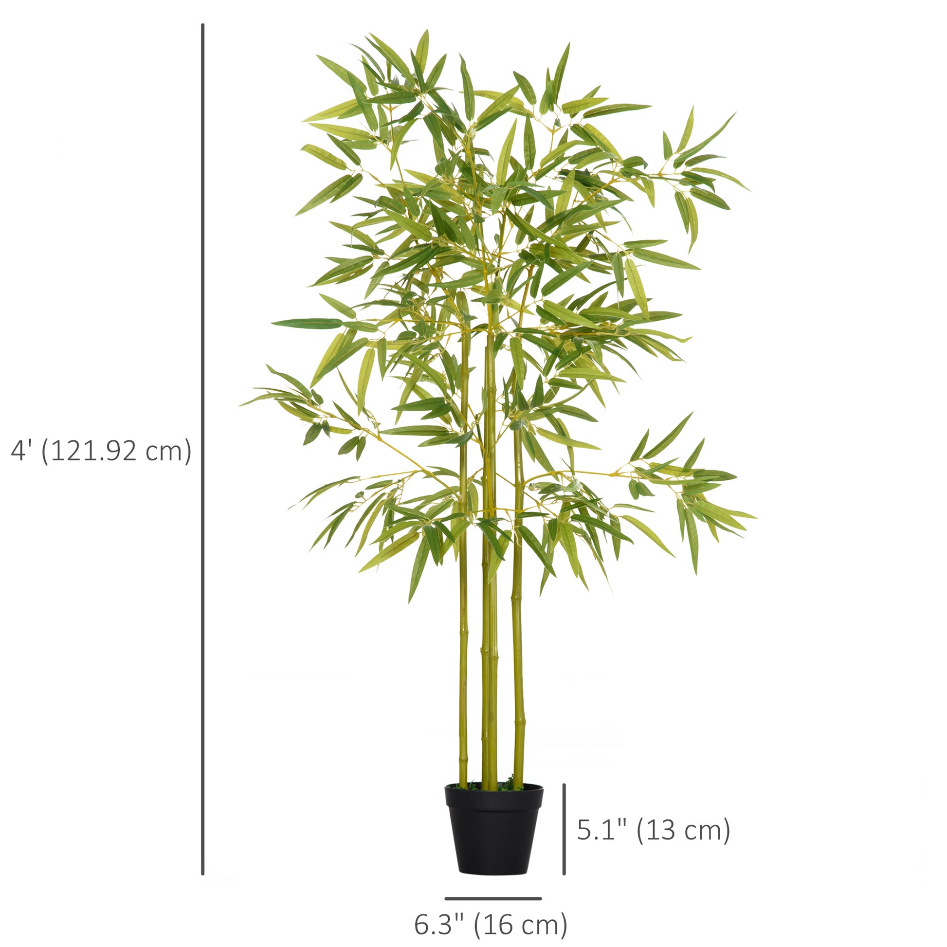 4FT Artificial Bamboo Tree Faux Decorative Plant in Nursery Pot for Indoor Décor