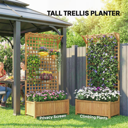 Wood Planter with Trellis for Vine Climbing, Raised Garden Bed, Privacy Screen for Backyard, Patio, Deck, Yellow