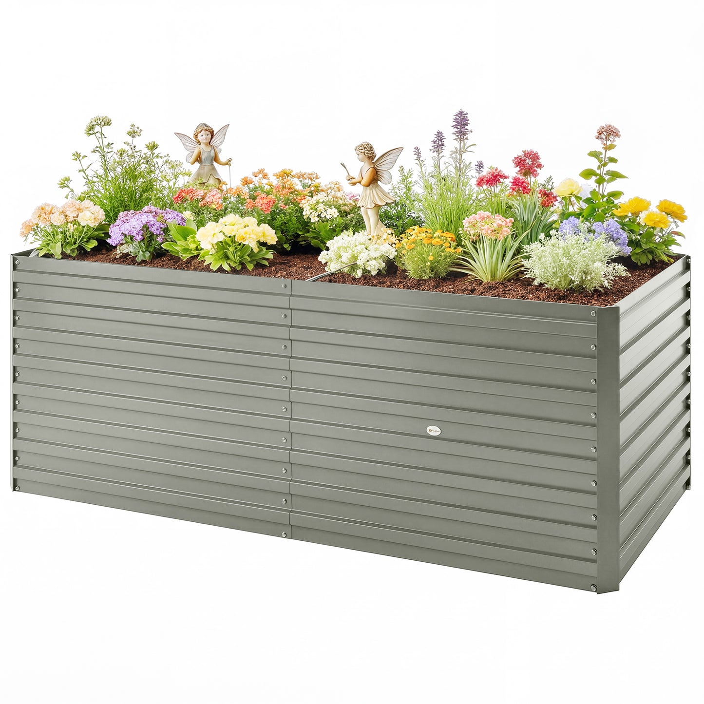 5' x 3' x 2' Raised Garden Bed, Galvanized Planter Box for Growing Flowers, Herbs and Vegetables, Light Grey