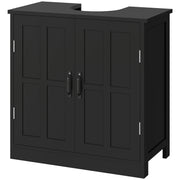 edestal Under Sink Cabinet, Bathroom Vanity Cabinet Storage with Double Doors and Adjustable Shelf, Black
