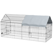 87" Small Animal Cage with Roof, Indoor/Outdoor Use, for Chicken, Rabbits, Chinchillas, Silver