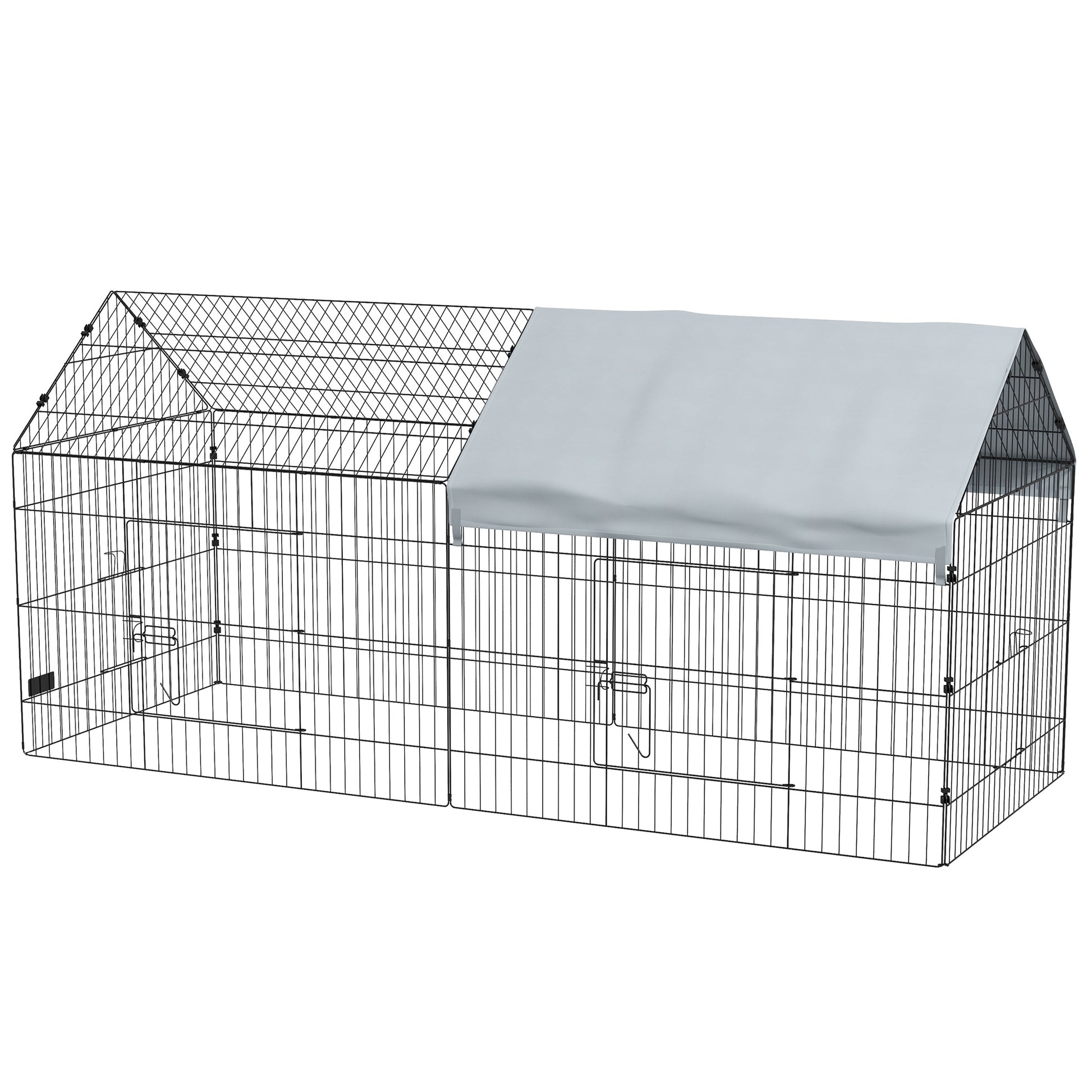 87" Small Animal Cage with Roof, Indoor/Outdoor Use, for Chicken, Rabbits, Chinchillas, Silver