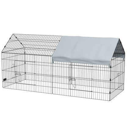 87" Small Animal Cage with Roof, Indoor/Outdoor Use, for Chicken, Rabbits, Chinchillas, Silver