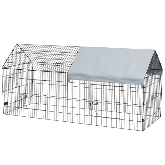 87" Small Animal Cage with Roof, Indoor/Outdoor Use, for Chicken, Rabbits, Chinchillas, Silver