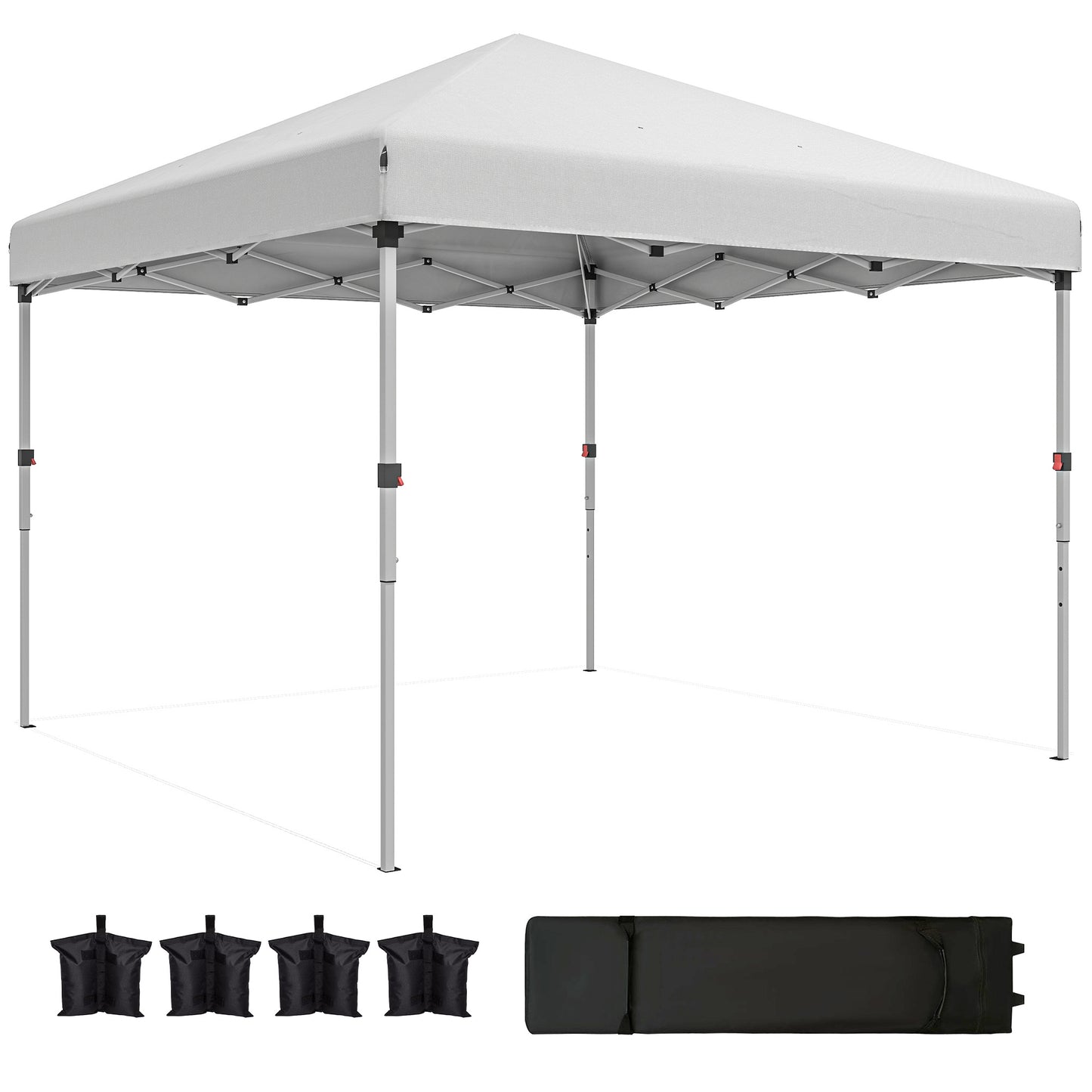 10' x 10' Pop Up Canopy with Sidewalls, Roller Bag, Height Adjustable Instant Tent for Outdoor, Garden, Patio, White