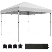10' x 10' Pop Up Canopy with Sidewalls, Roller Bag, Height Adjustable Instant Tent for Outdoor, Garden, Patio, White