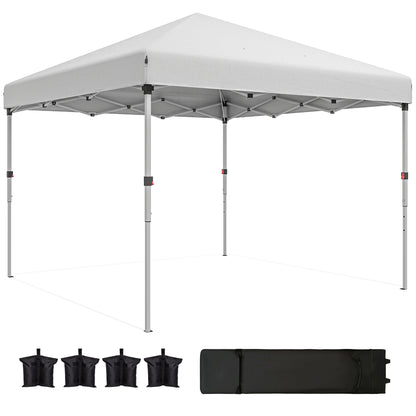 10' x 10' Pop Up Canopy with Sidewalls, Roller Bag, Height Adjustable Instant Tent for Outdoor, Garden, Patio, White