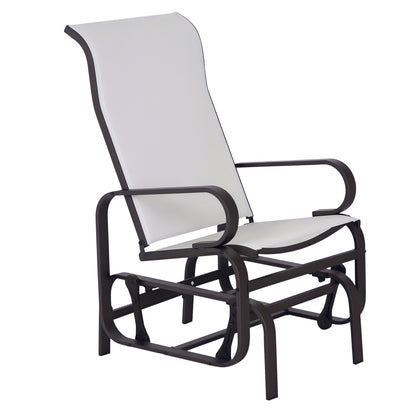 Outdoor Mesh Glider Swing Chair Patio Garden Rocking Gliding Seat Yard Porch Furniture, Brown Beige