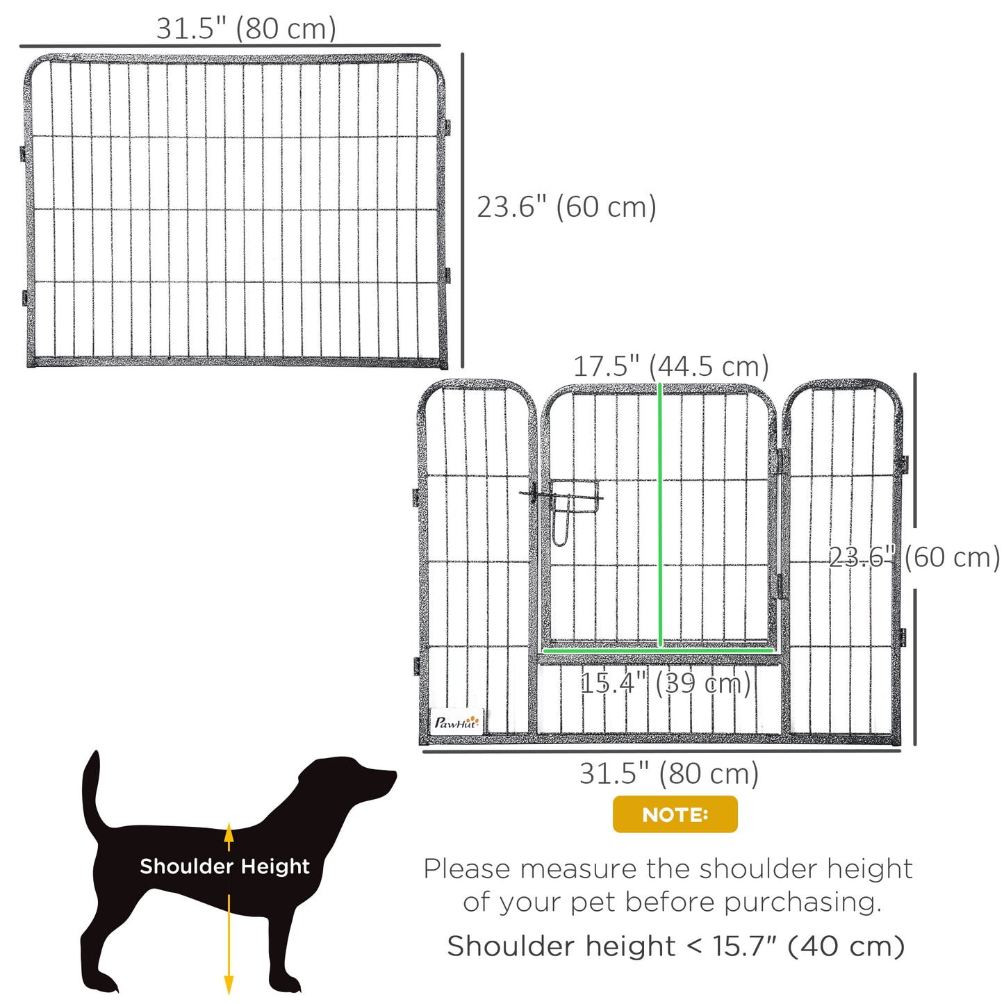 Heavy Duty Dog Playpen, 16 Panels Pet Playpen Dog Fence, Portable Puppy Exercise Pen, with 2 Doors Locking Latch, Outdoor or Indoor Use 23.5" Height