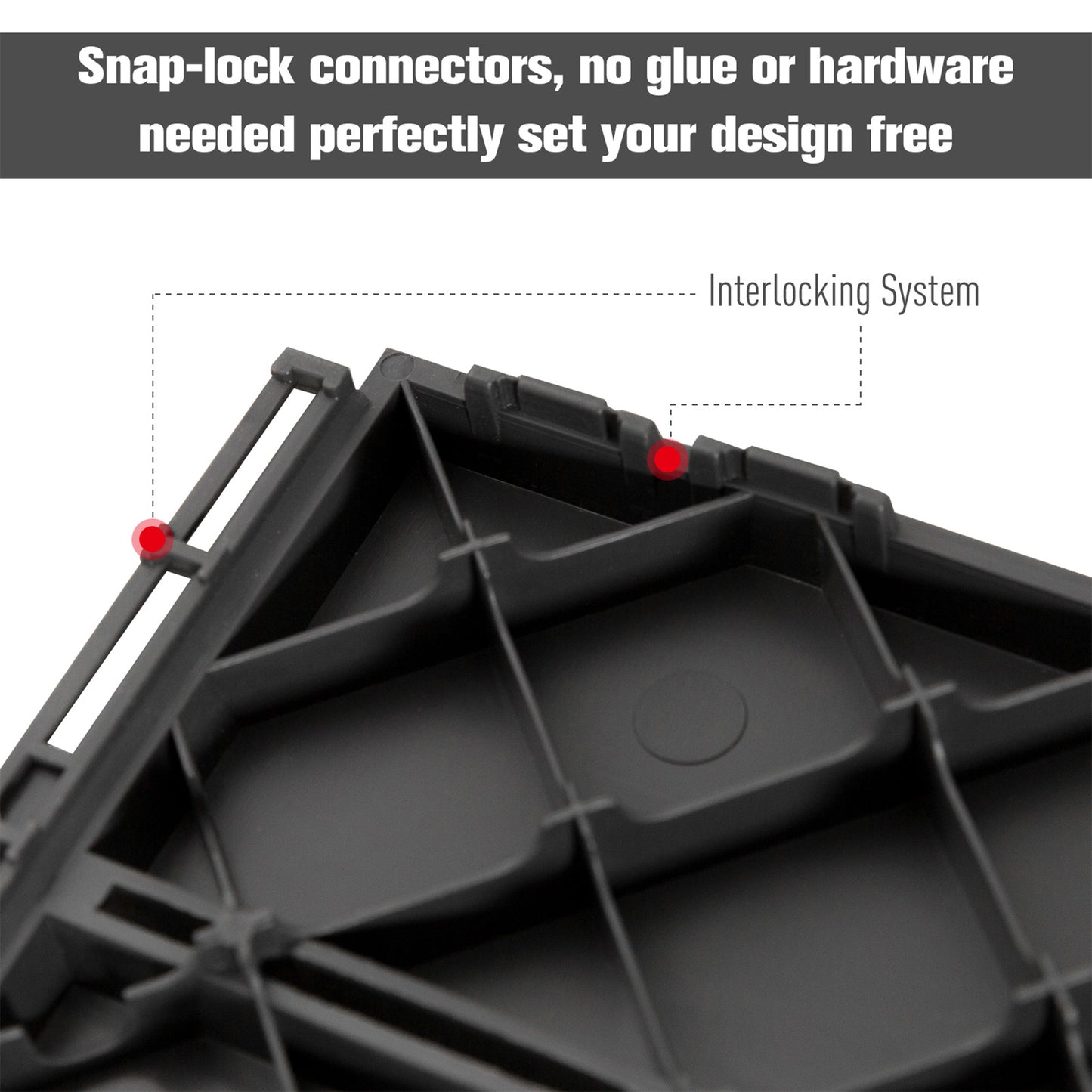 9 Pcs PP Interlocking Composite Deck Tile, 12" x 12" Outdoor Flooring Tiles for Indoor and Outdoor Use, Tools Free Assembly, Black