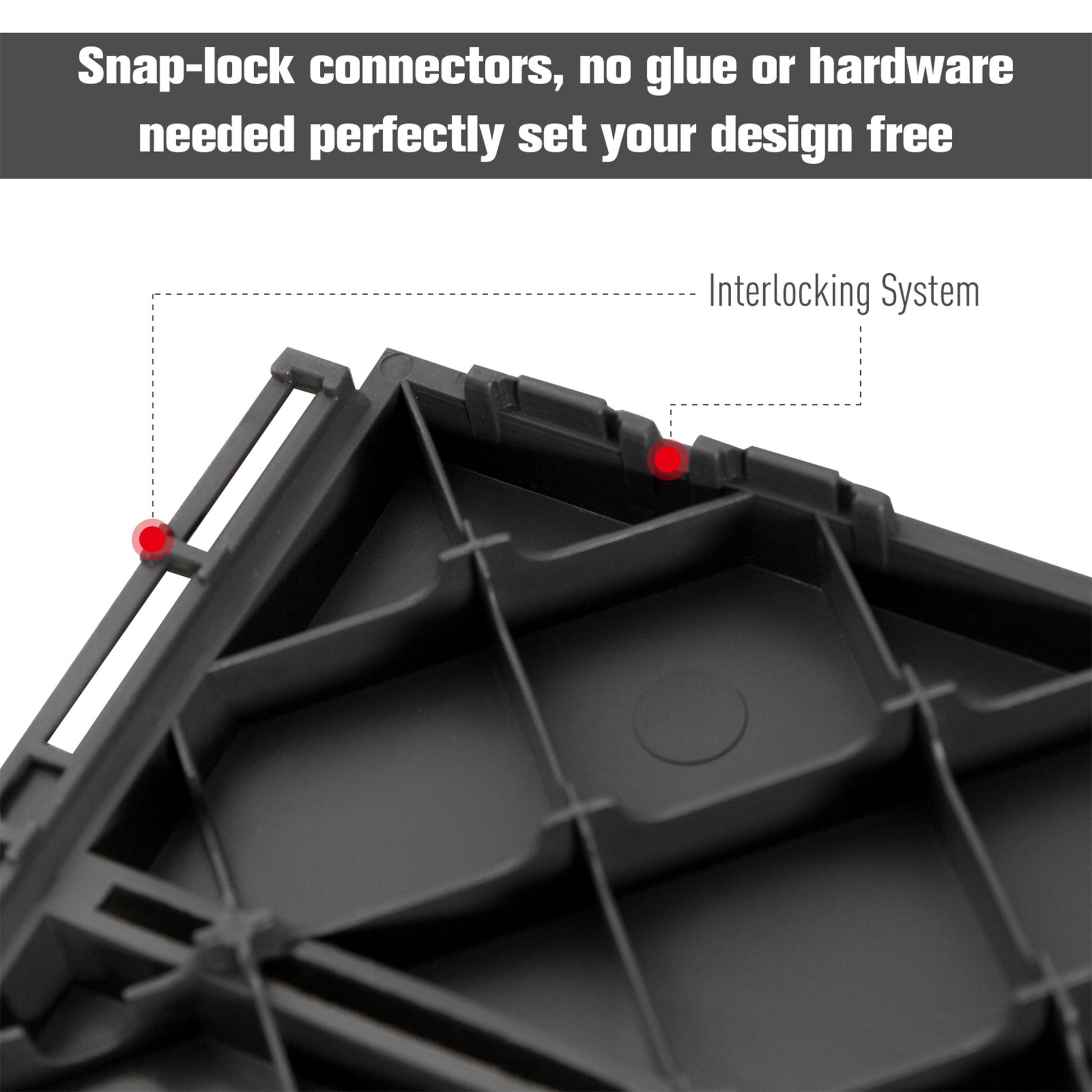 9 Pcs PP Interlocking Composite Deck Tile, 12" x 12" Outdoor Flooring Tiles for Indoor and Outdoor Use, Tools Free Assembly, Black