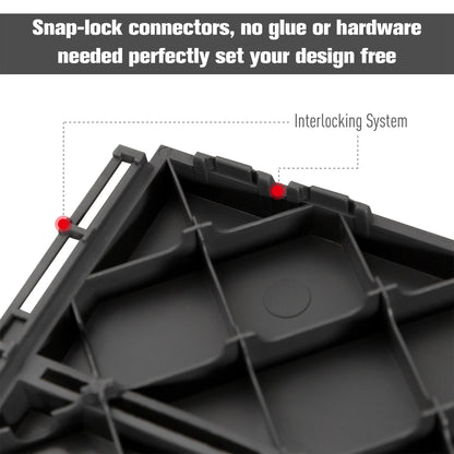 9 Pcs PP Interlocking Composite Deck Tile, 12" x 12" Outdoor Flooring Tiles for Indoor and Outdoor Use, Tools Free Assembly, Black