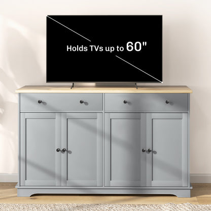 Modern Sideboard, Buffet Cabinet with Storage Drawers, Adjustable Shelves for Living Room, Dining Room, Entryway, Grey