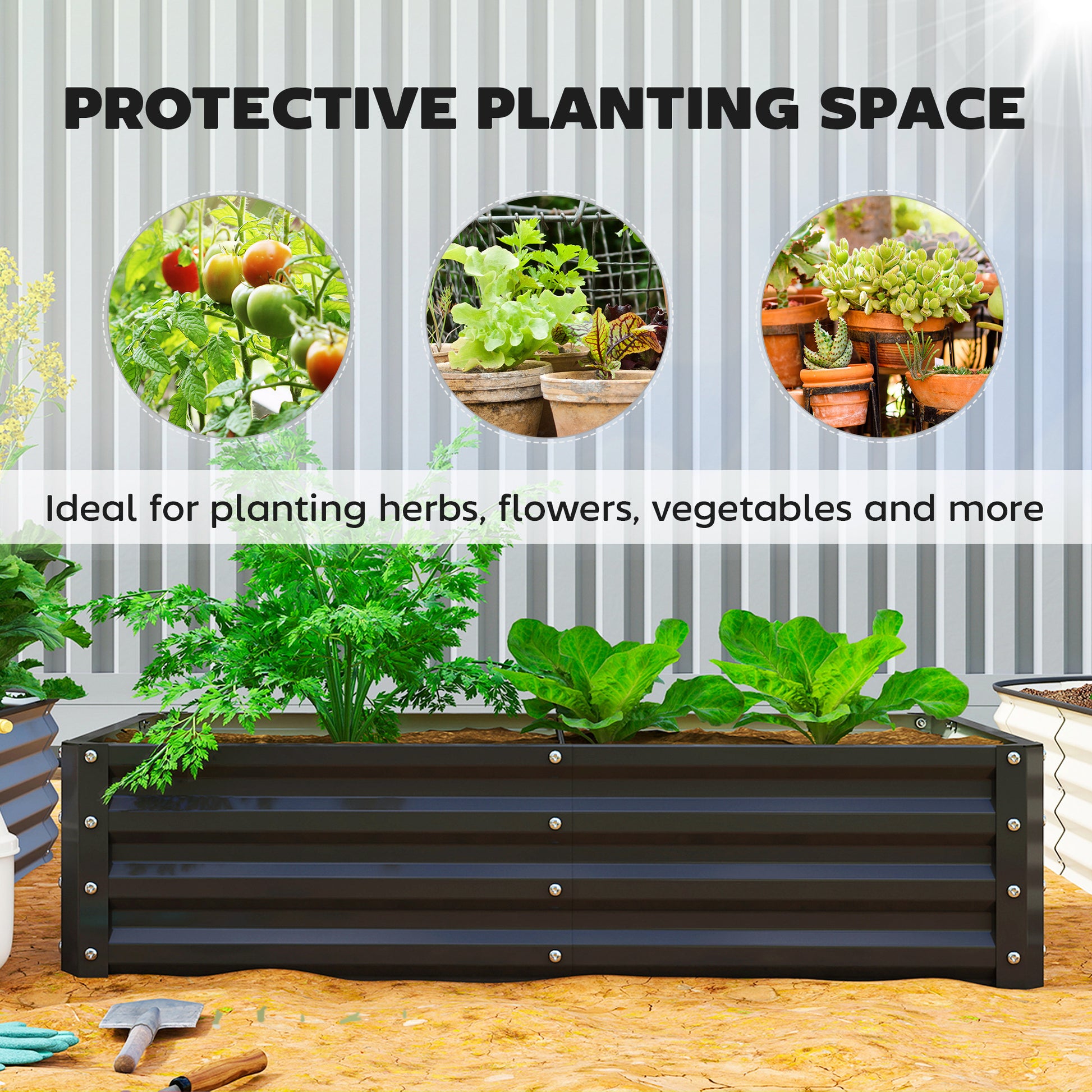Galvanized Raised Garden Bed, Outdoor Planter Box for Vegetables, Flowers, Herbs, 4' x 2' x 1', Black
