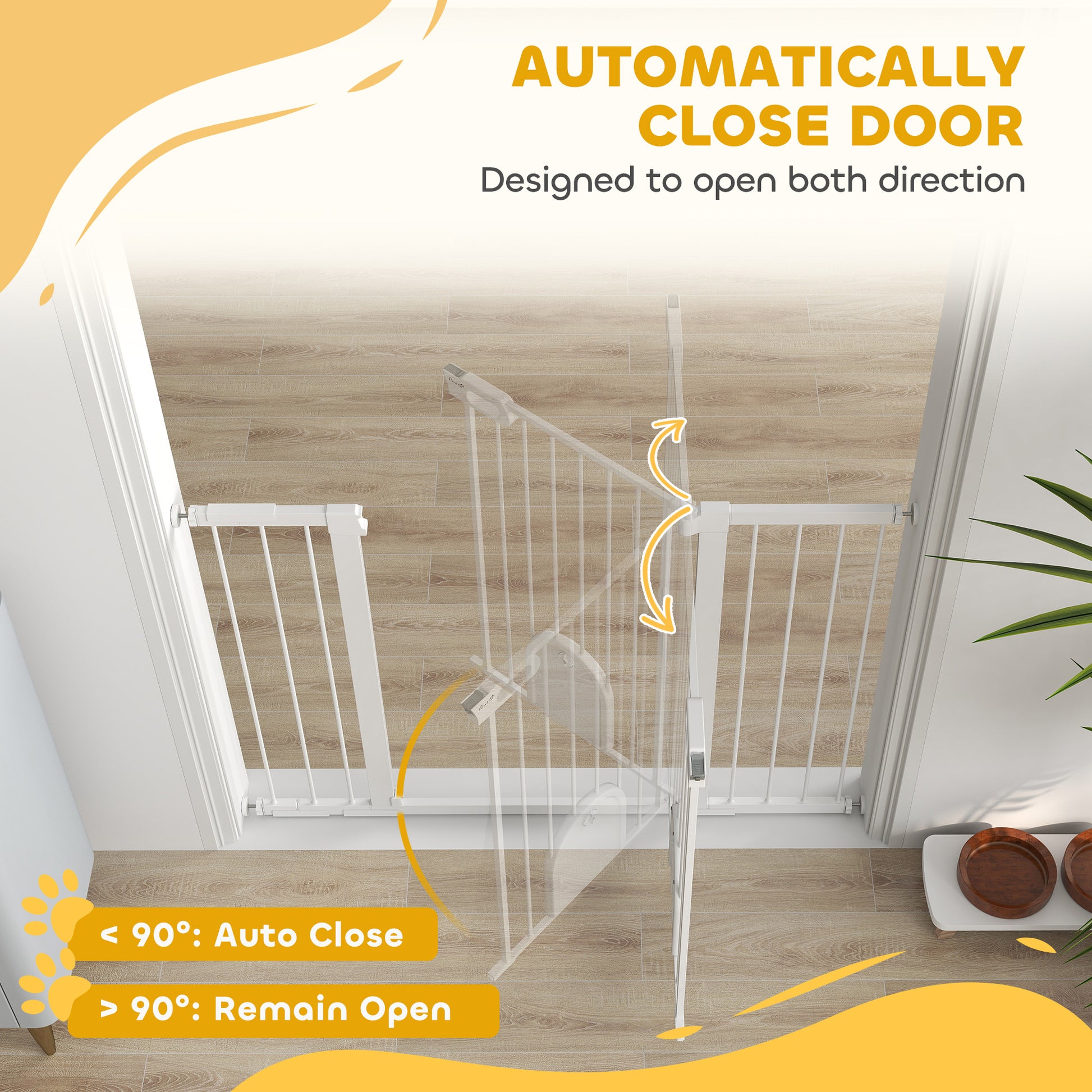 30"-52" Extra Wide Pet Gate Barrier with Small Door, 35"H Dog Gate with Safety Gate Barrier, Stair Pressure Fit, Black