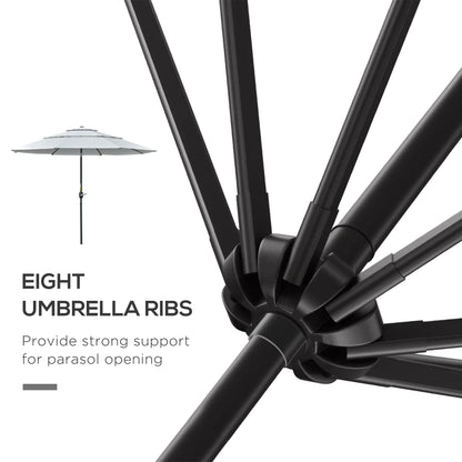 9FT 3 Tiers Patio Umbrella Outdoor Market Umbrella with Crank, Push Button Tilt for Deck, Backyard and Lawn, Cream White