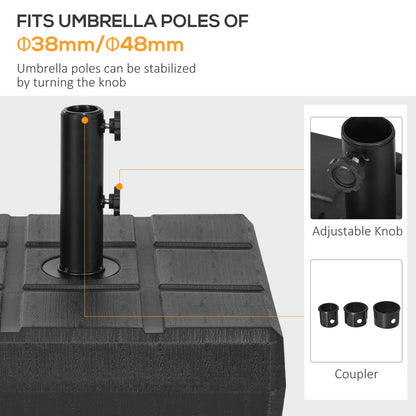Umbrella Stand for 1.5" or 1.9" Umbrella Poles, Fillable Umbrella Base, Black