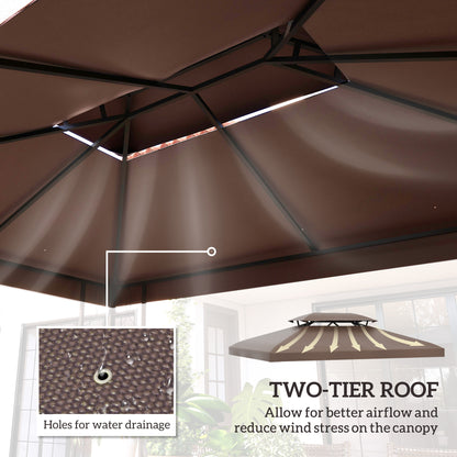 13' x 10' Gazebo Replacement Canopy, 2 Tier Top Roof Garden Pavilion UV Cover, Brown (TOP ONLY)