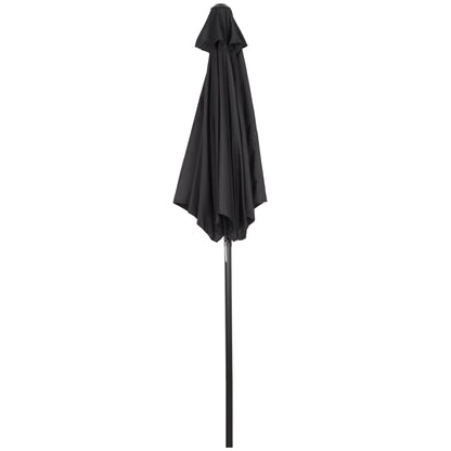 6.6FT Patio Umbrella, Outdoor Parasol with 6 Solid Ribs, Black